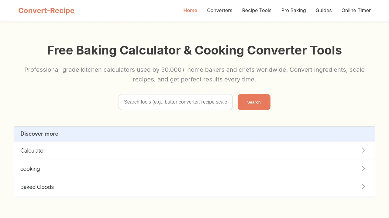 Convert-Recipe: Free Baking Calculator & Cooking Converter T