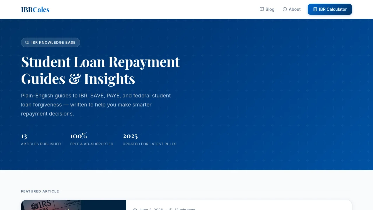 IBRCalcs — Free Student Loan IBR Calculator [DA]