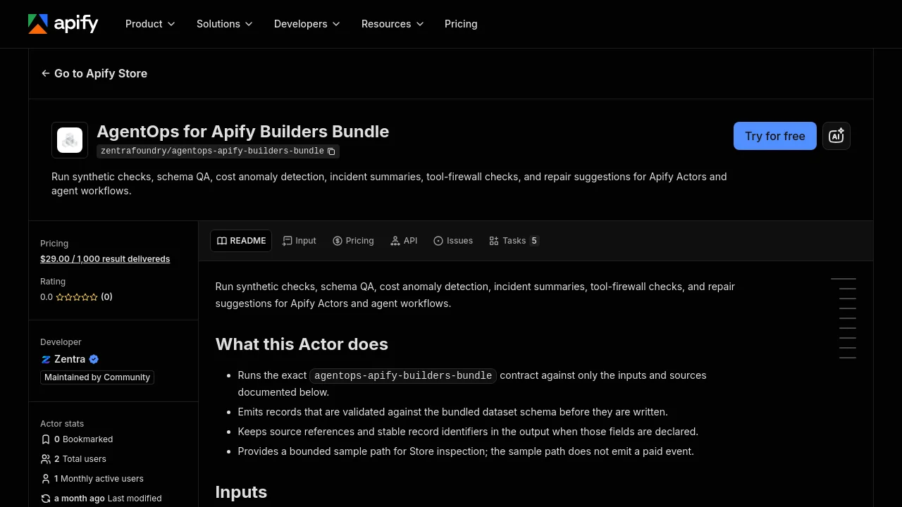AgentOps for Apify Builders Bundle