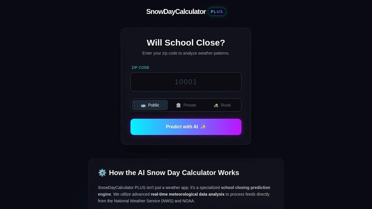 Snow Day Calculator & Calendar 2025 | Will School Close? [HE