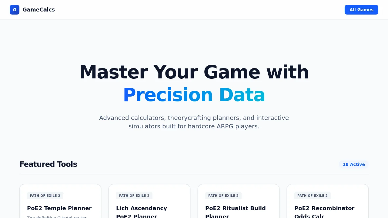 GameCalcs – Hardcore Gaming Calculators & Planners [FI]