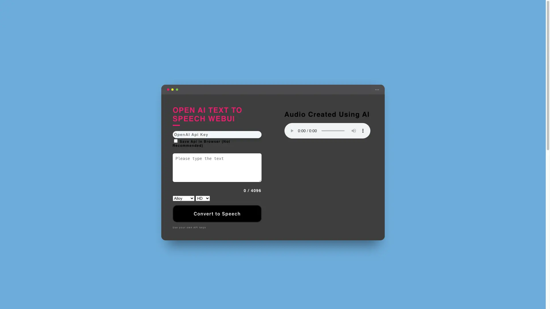 OpenAI Text To Speech WebUI